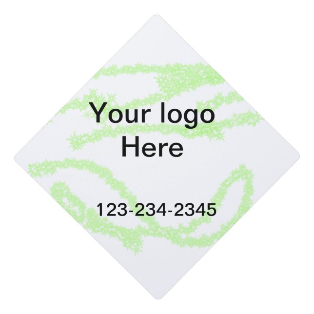 Simple green sparkle glitter add your logo number  graduation cap topper (Front)