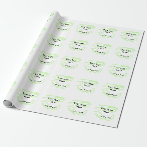 Simple green sparkle glitter add your logo number  wrapping paper