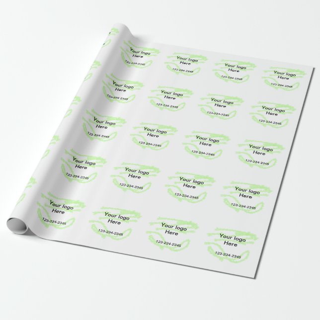 Simple green sparkle glitter add your logo number  wrapping paper (Unrolled)