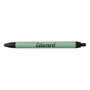 Simple Green Stripe Custom Name Pen