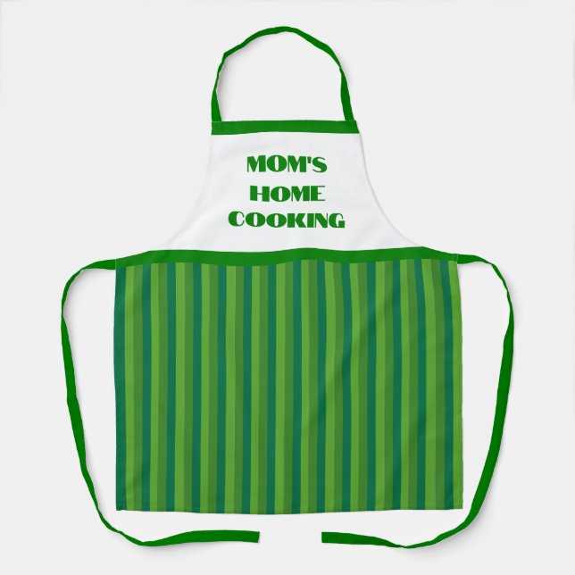 Simple Green Stripe Mom's Home Cooking Apron (Front)