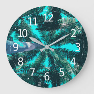 Simple Green Summer Tropical Trees Wall Clock