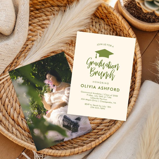 simple Green Trendy Brunch graduation Party  Invitation (Creator Uploaded)