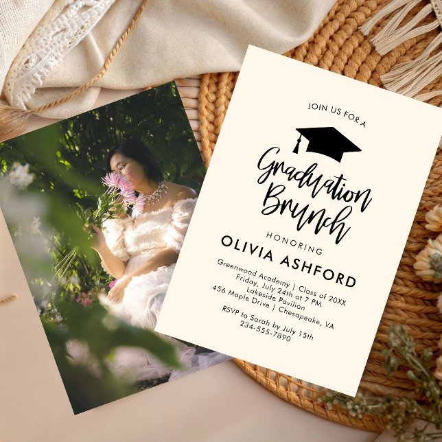 simple Green Trendy Brunch graduation Party  Invitation (Creator Uploaded)