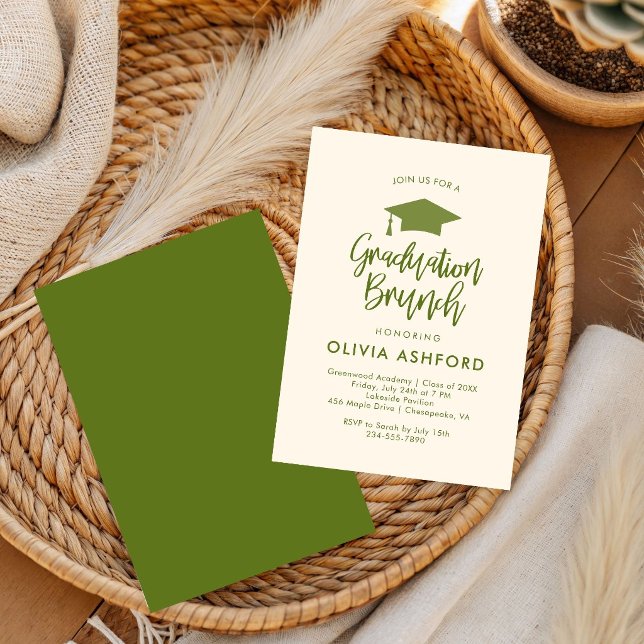 simple Green Trendy Brunch graduation Party  Invitation (Creator Uploaded)