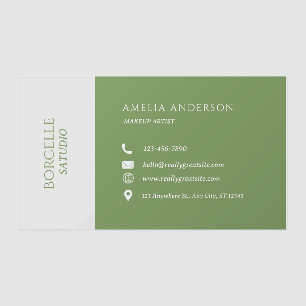 Simple Green Trendy girly Makeup Artist Clear Business Cards