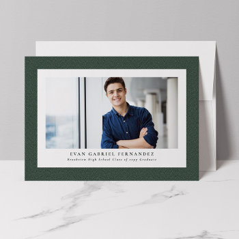Simple Green Tweed Frame Classic Photo Graduation Announcement by LeaDelaverisDesign at Zazzle