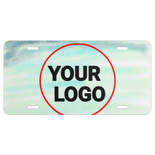 Simple green watercolor abstract add logo text min license plate