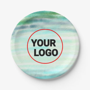 Simple green watercolor abstract add logo text min paper plates