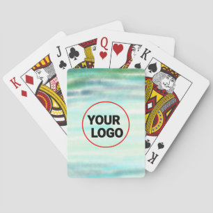 Simple green watercolor abstract add logo text min poker cards