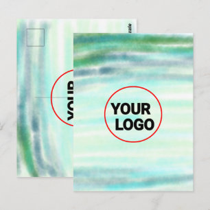 Simple green watercolor abstract add logo text min postcard