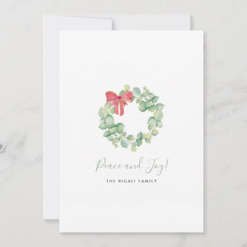 Simple Green Watercolor Botanical Wreath Holiday