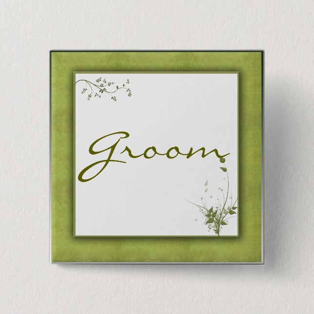 Simple Green Wedding Design Pinback Button (Front)