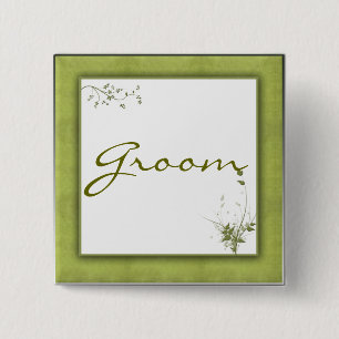 Simple Green Wedding Design Pinback Button