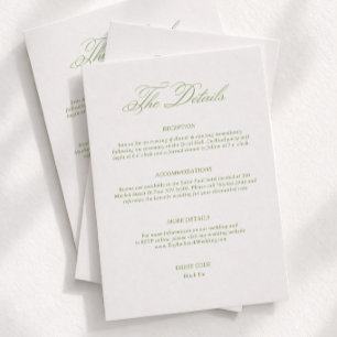 Simple Green Wedding Details Dress Code Enclosure Card