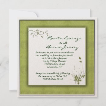 Simple Green Wedding Floral Invitation by perfectwedding at Zazzle