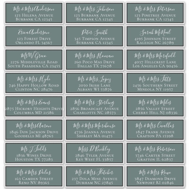 Simple Green Wedding Guest Address Labels (Front)
