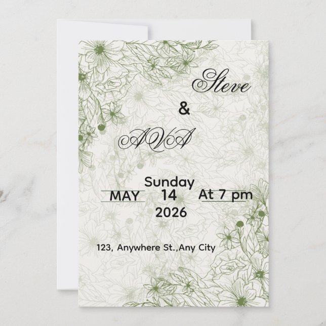 Simple Green Wedding Invitation (Front)