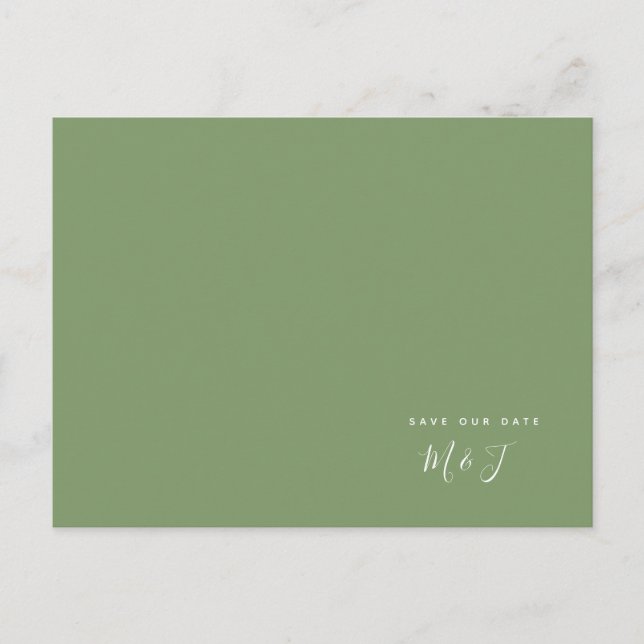  Simple Green Wedding Save the Date Announcement (Front)