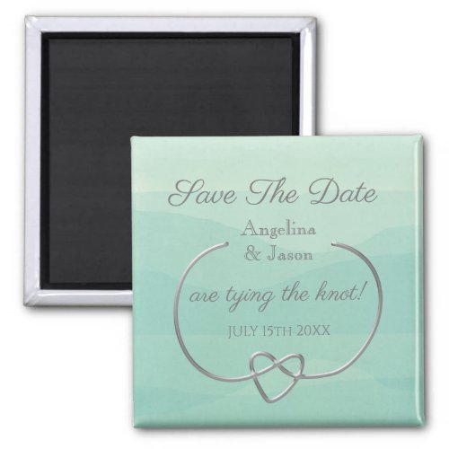 Simple Green Wedding Save The Date Invitation Magnet