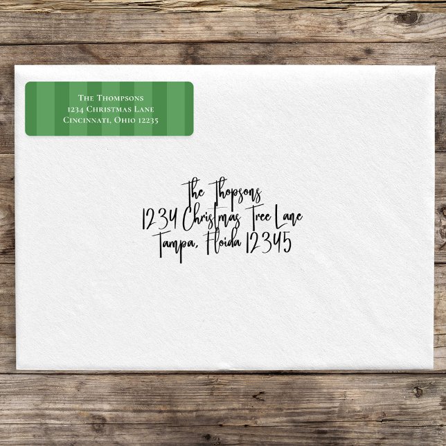 Simple Green Whimsical Cute Fun Stripes  Label (Simple whimsical green striped return address label. )
