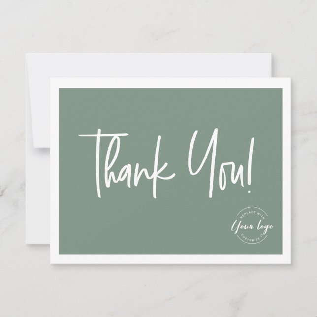Simple Green White Company Logo Social Thank You  (Front)