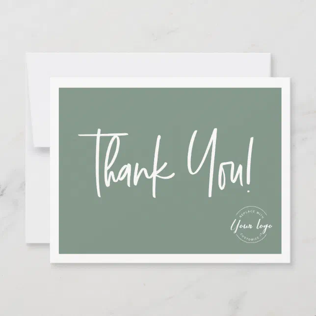 Simple Green White Company Logo Social Thank You | Zazzle