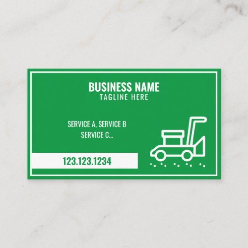 Simple Green  White Frame Lawnmower Grass Cutting Business Card