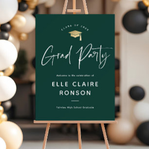 Simple Green & White Graduation Party Welcome Foam Board