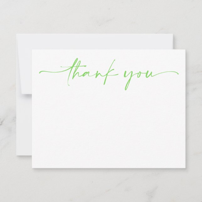 Simple Green & White Modern Minimalist Thank You Note Card (Front)