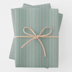 Simple green white small stripe Christmas holiday Wrapping Paper Sheets