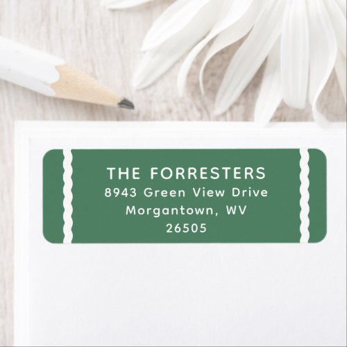 Simple green white stripe holiday return address label