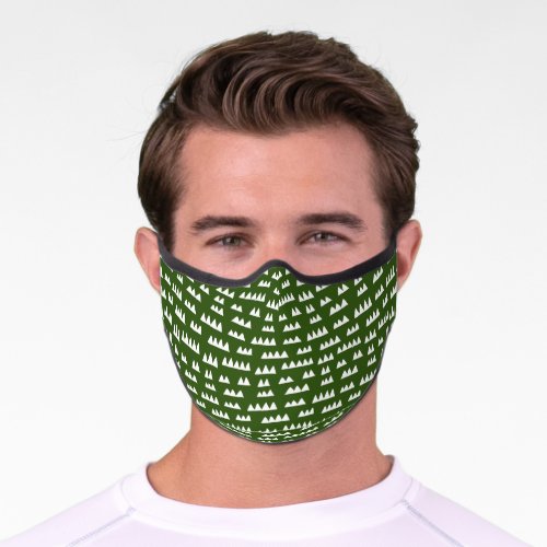 Simple Green White Triangles Geometric Pattern Premium Face Mask