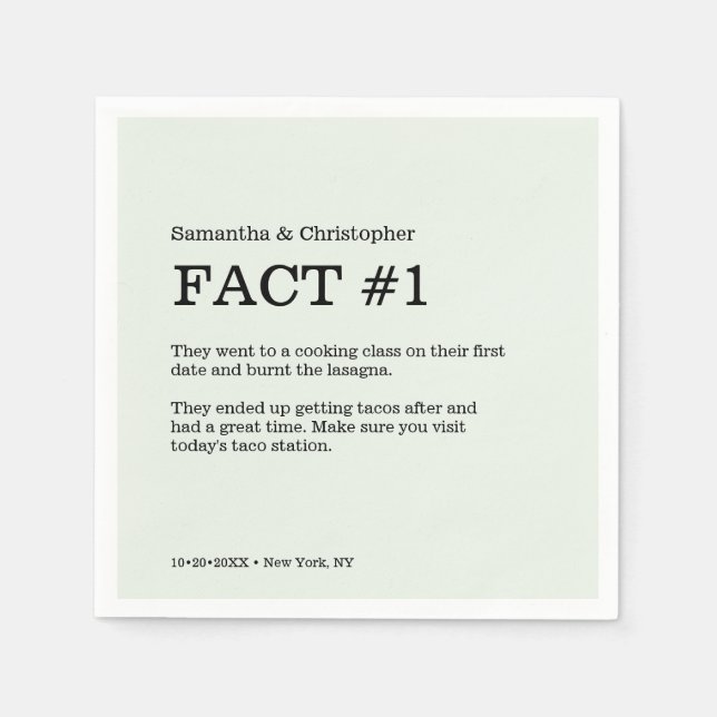 Simple green White Wedding Fact Napkins (Front)