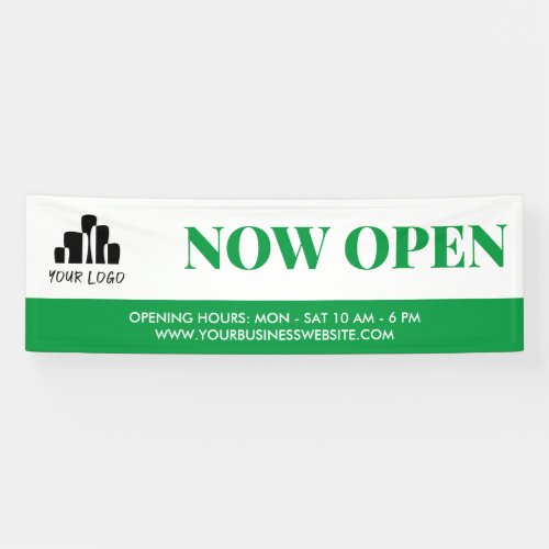 Simple Green White Your Logo Now Open Banner