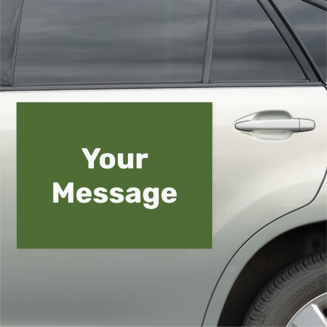 Simple Green with White Your Message Text Template Car Magnet (In Situ)