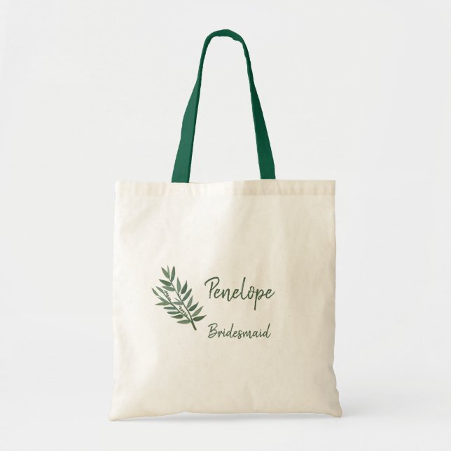 Simple Greenery Botanical Bridesmaid favor  Tote Bag (Front)