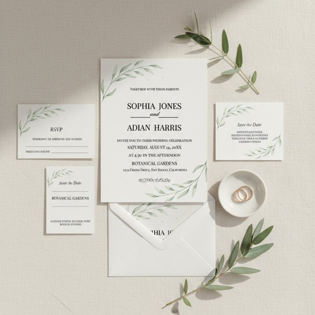 Simple Greenery Botanical Wedding Invitation (Creator Uploaded)