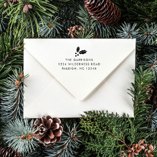 Simple Greenery Christmas Card Return Address Self-inking Stamp