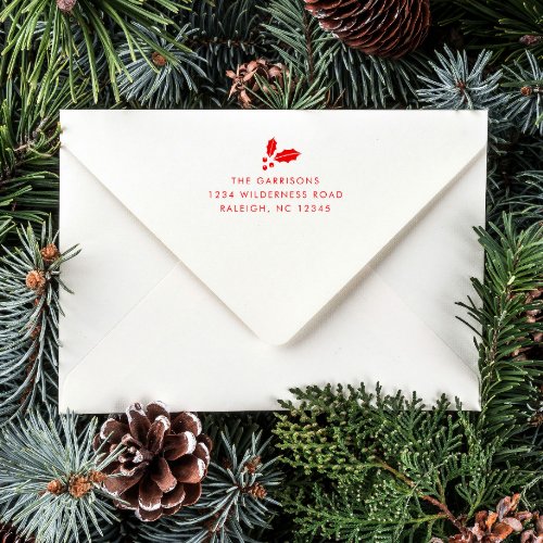 Simple Greenery Christmas Card Return Address Self_inking Stamp