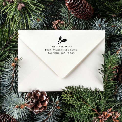 Simple Greenery Christmas Card Return Address Self_inking Stamp