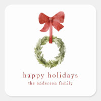 Simple Greenery Christmas Wreath Red Bow