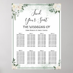 Simple Greenery Elegant Wedding Seating Chart
