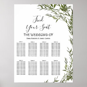 Simple Greenery Elegant Wedding Seating Chart