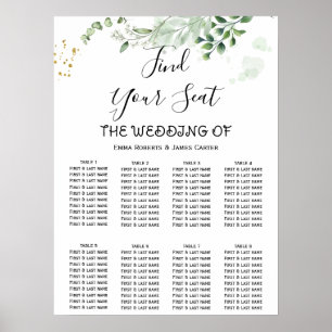 Simple Greenery Elegant Wedding Seating Chart