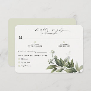 Simple Greenery Eucalyptus RSVP Card Meal Options