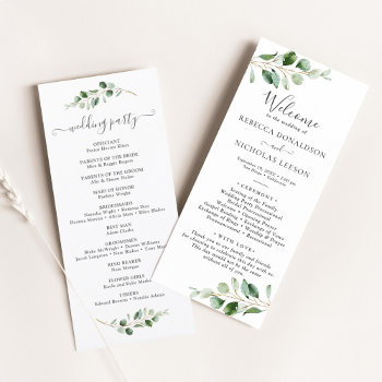 Simple Greenery Eucalyptus Wedding Program by PeachBloome at Zazzle