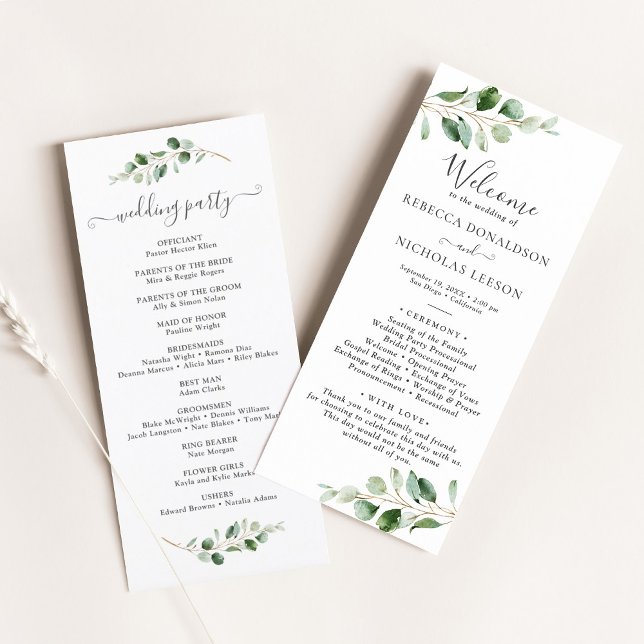 Simple Greenery Eucalyptus Wedding Program (Creator Uploaded)