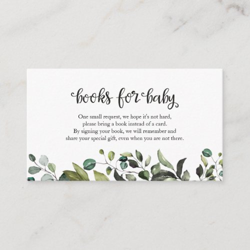 Simple Greenery Fall Baby Shower Books For Baby Enclosure Card