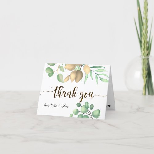 Simple Greenery Floral Eucalyptus Wedding    Thank Thank You Card